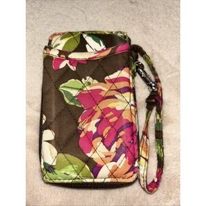 Vera Bradley Wallet‎ Cell Phone Holder Wristlet Brown Floral